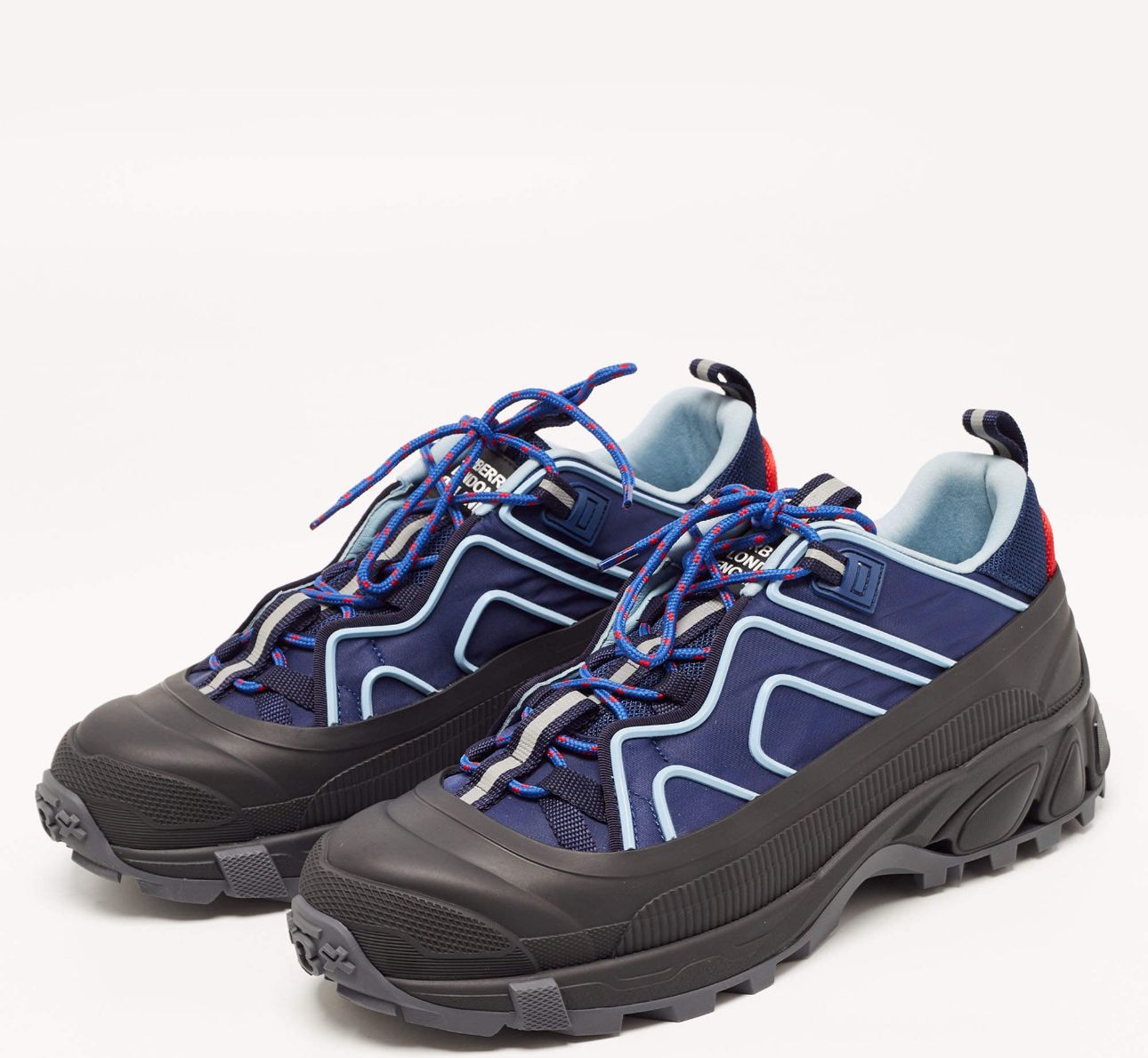 Burberry navy blue  black nylon and rubber Arthur top sneaker Size 44