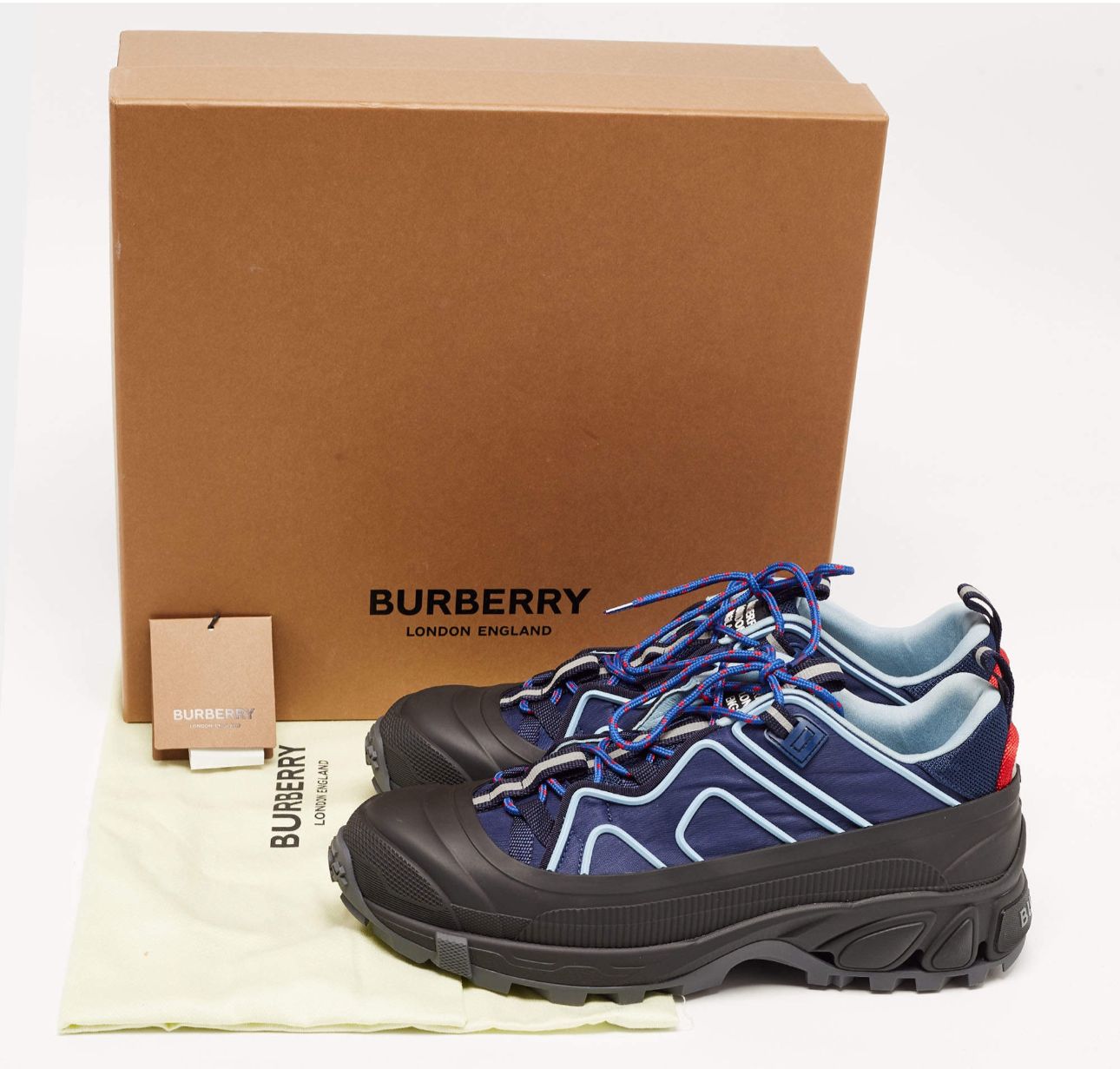Burberry navy blue  black nylon and rubber Arthur top sneaker Size 44